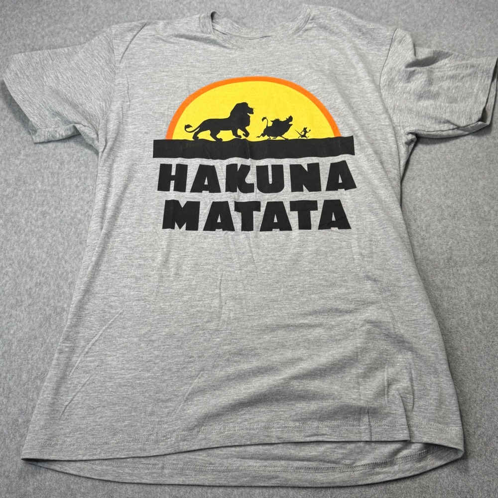 Disney Lion King Hakuna Matata Graphic T-Shirt Mens‎ Large Gray Short Sleeve